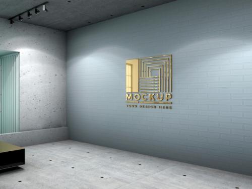 Premium PSD | Office logo in wall mockup Premium PSD