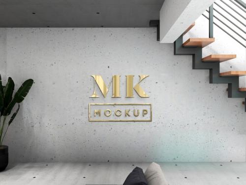 Premium PSD | Office logo in wall mockup Premium PSD