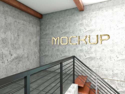 Premium PSD | Office logo in wall mockup Premium PSD