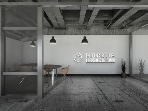 Premium PSD | Office logo in wall mockup Premium PSD