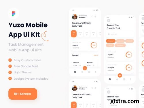 Yuzo Task Management mobile app ui kits template Ui8.net