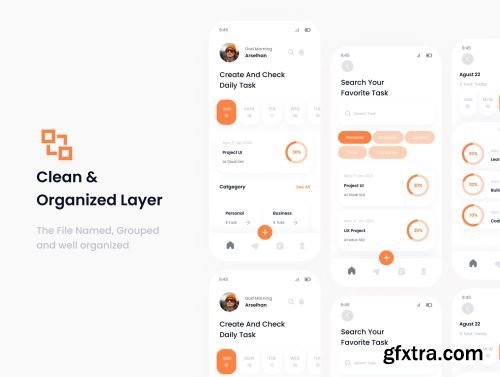 Yuzo Task Management mobile app ui kits template Ui8.net