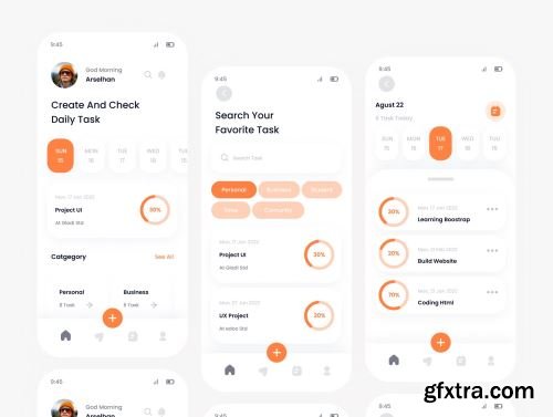 Yuzo Task Management mobile app ui kits template Ui8.net