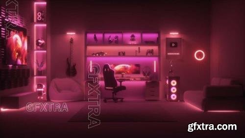 Gaming Room With Neon LED Lights 1419805