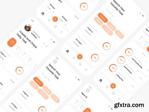 Yuzo Task Management mobile app ui kits template Ui8.net