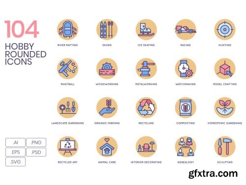 104 Hobby Icons | Butterscotch Series Ui8.net
