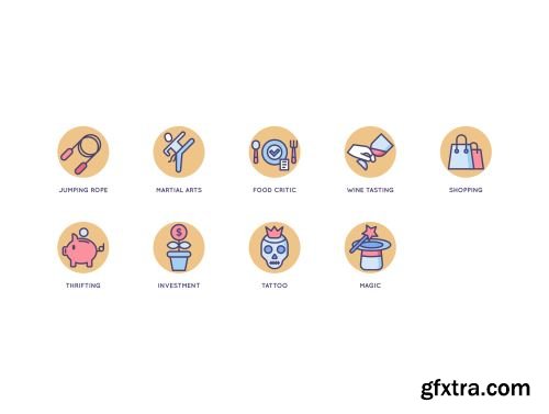 104 Hobby Icons | Butterscotch Series Ui8.net