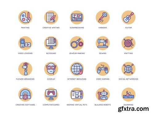 104 Hobby Icons | Butterscotch Series Ui8.net