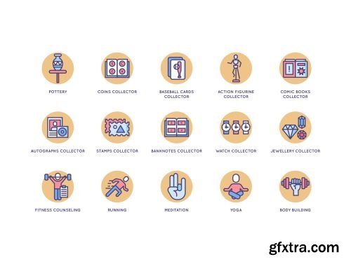 104 Hobby Icons | Butterscotch Series Ui8.net