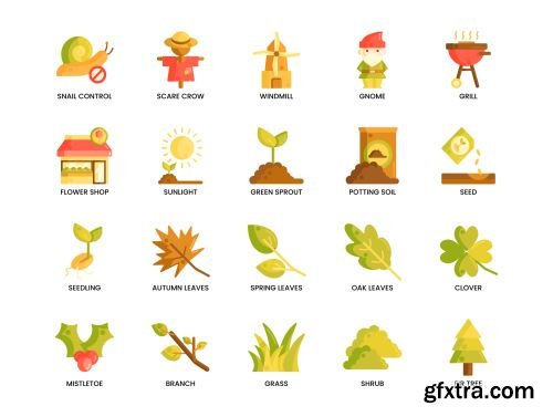 120 Gardening Icons | Caramel Series Ui8.net