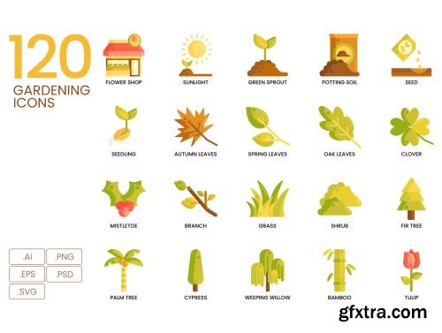 120 Gardening Icons | Caramel Series Ui8.net