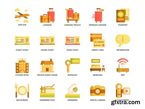 115 Travel Icons | Caramel Series Ui8.net
