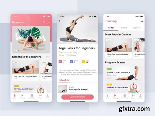 Yoga Fitness Mobile App UI Kit Ui8.net