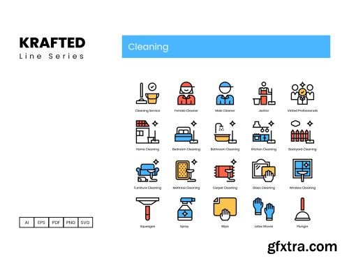 60 Cleaning Icons | Krafted Series Ui8.net