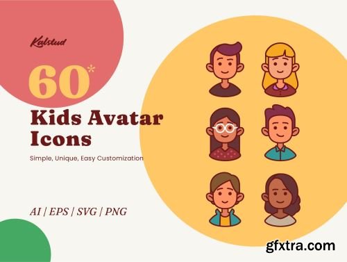 60 Kids Avatar Icons Ui8.net