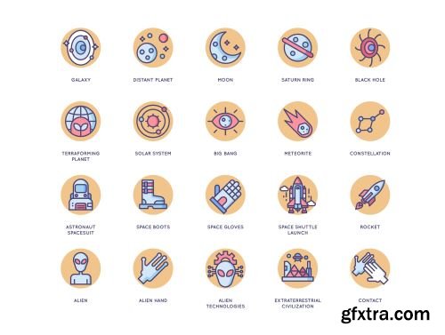 63 Space Icons | Butterscotch Series Ui8.net