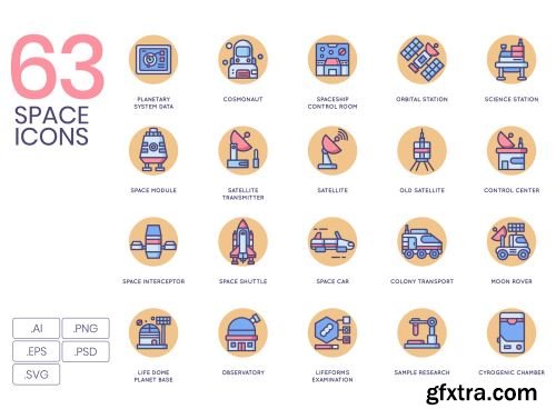 63 Space Icons | Butterscotch Series Ui8.net