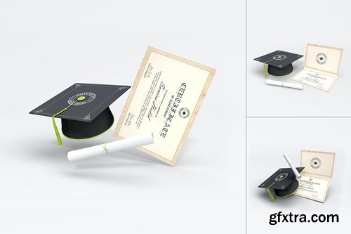 Graduation Cap with Certificate Mockups Psd DQG7AKZ