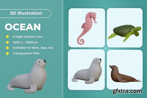 Ocean 3D Illustration v.1 6E96GVY