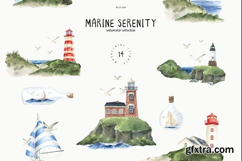 Watercolor Nautical Clipart Seascape Png Landscape 6ZGUX5D