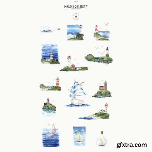 Watercolor Nautical Clipart Seascape Png Landscape 6ZGUX5D