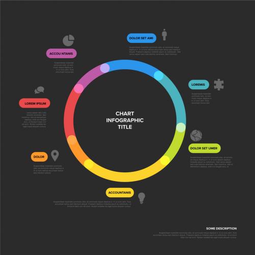 Seven blocks pie chart dark multipurpose infographic template 574308389