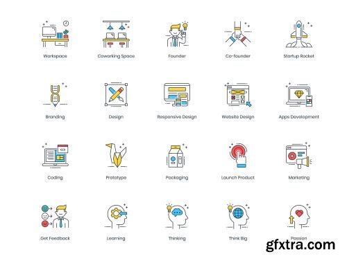 90 Startup Icons | ColorPop Series Ui8.net