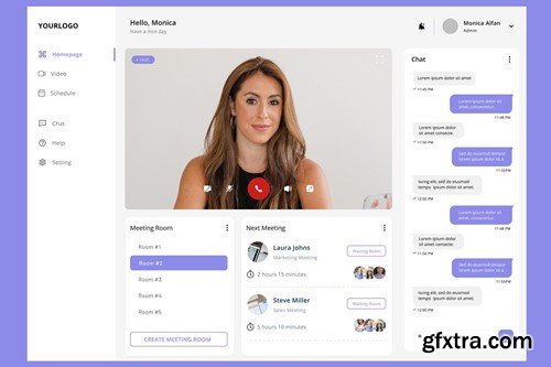 Virtual Meeting Calls & Online Chat Dashboard UI XKYNTQP