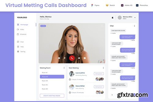 Virtual Meeting Calls & Online Chat Dashboard UI XKYNTQP