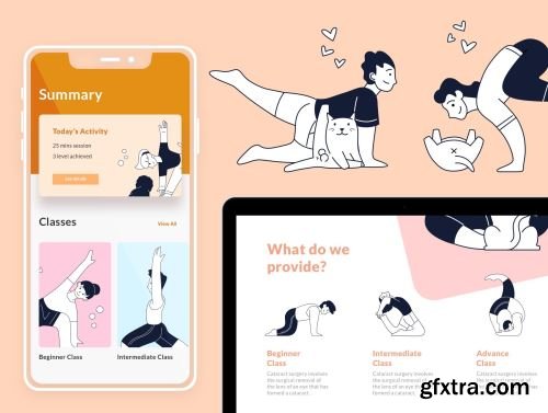 Yoga Pose Illustration Kit Ui8.net