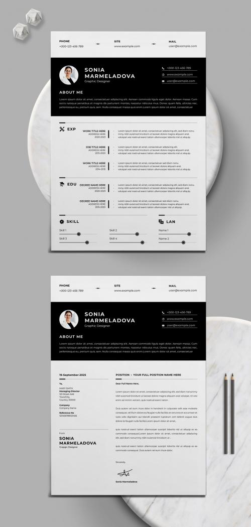 Modern Black & White Resume Design Template 581665782