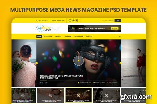 Mega News Magazine PSD Template C83C9BX