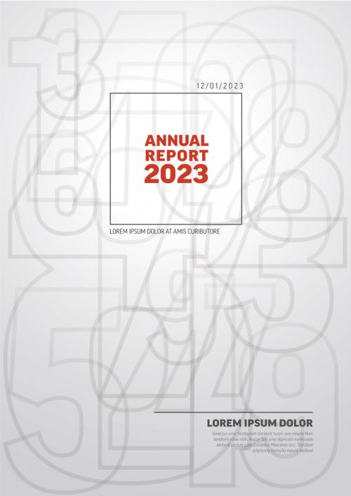 Light annual report front cover page template with big numbers 581767500