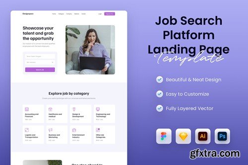 Job Finder Platform Landing Page Template E652NBQ