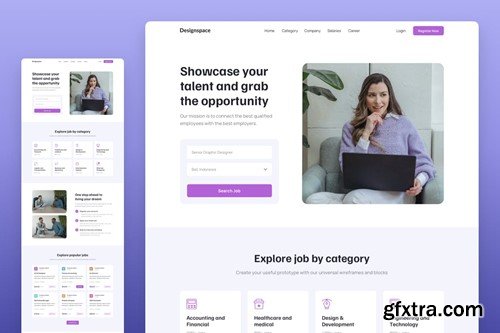 Job Finder Platform Landing Page Template E652NBQ