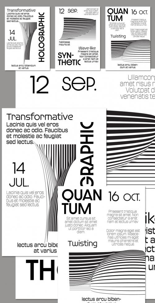 Flyer A4 Black and White Striped Abstract Futuristic Shape 575732720