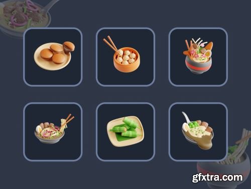 3D Asian Food Ui8.net