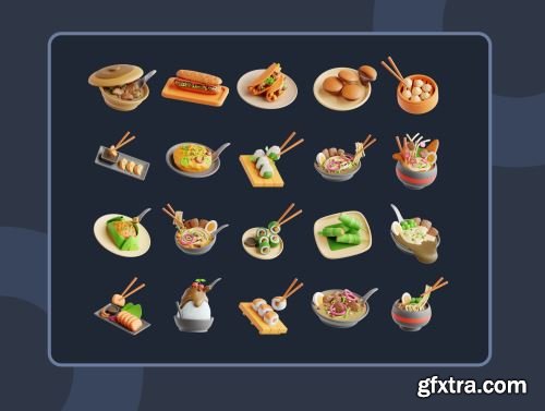 3D Asian Food Ui8.net