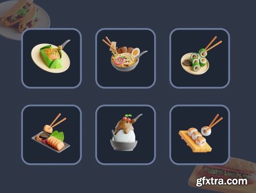 3D Asian Food Ui8.net