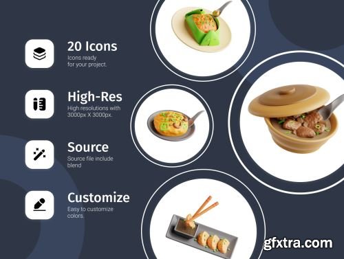 3D Asian Food Ui8.net