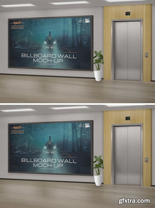 Billboard Wall Elevator Mockup X9YFBLZ