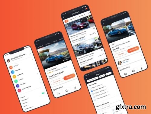 Vola Cars Premium iOS App UI Kit Sketch Ui8.net