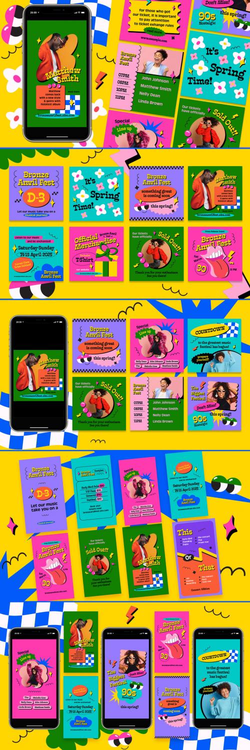 Fuchsia Retro Cartoon Music Fest Set for Instagram 572157123