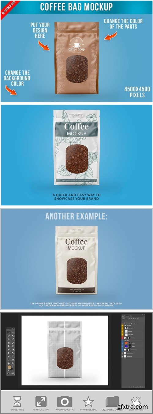 Coffee Bag Packaging Mockup KQ7LEM7