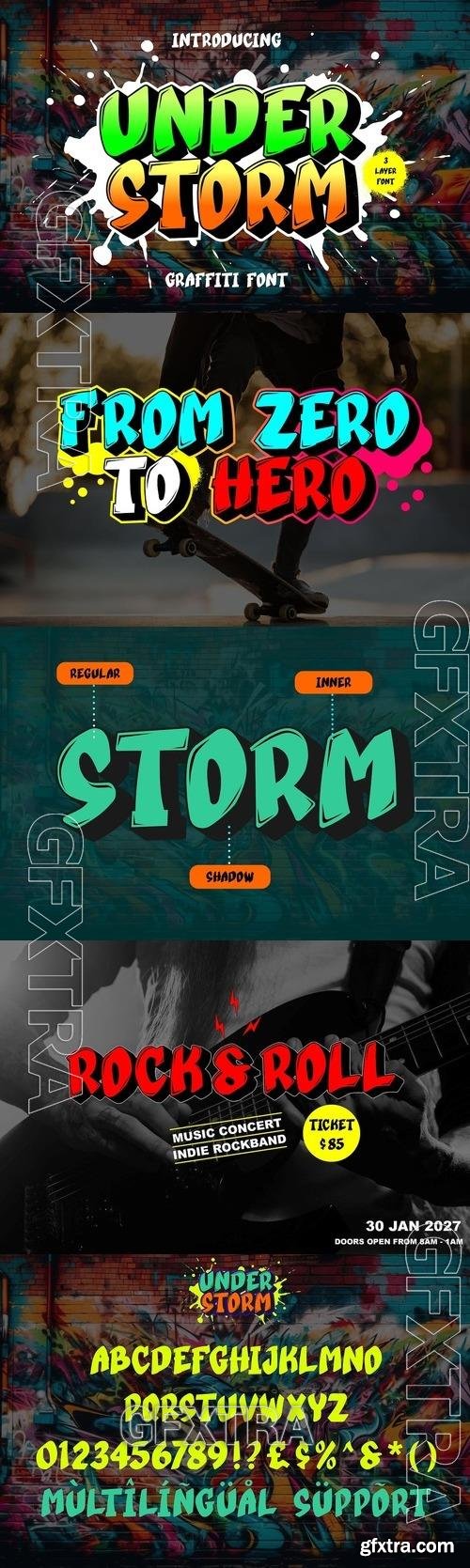 Under Storm - Layered Graffiti Font GB474UD