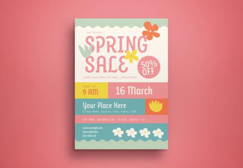 Mint Green Flat Design Spring Sale Flyer Layout 578606163