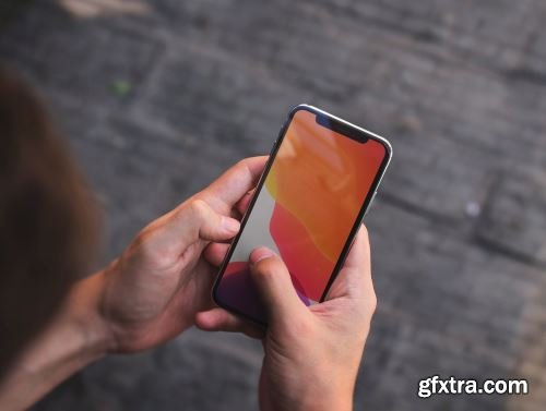 5 iPhone X in hand mockups Ui8.net