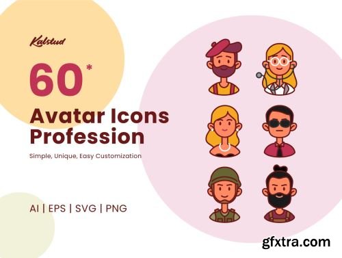 60 Avatar Icons Profession Series Ui8.net