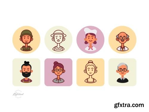 60 Avatar Icons Profession Series Ui8.net