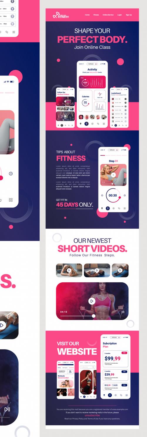 Fitness Website Newsletter Design Template 582361897